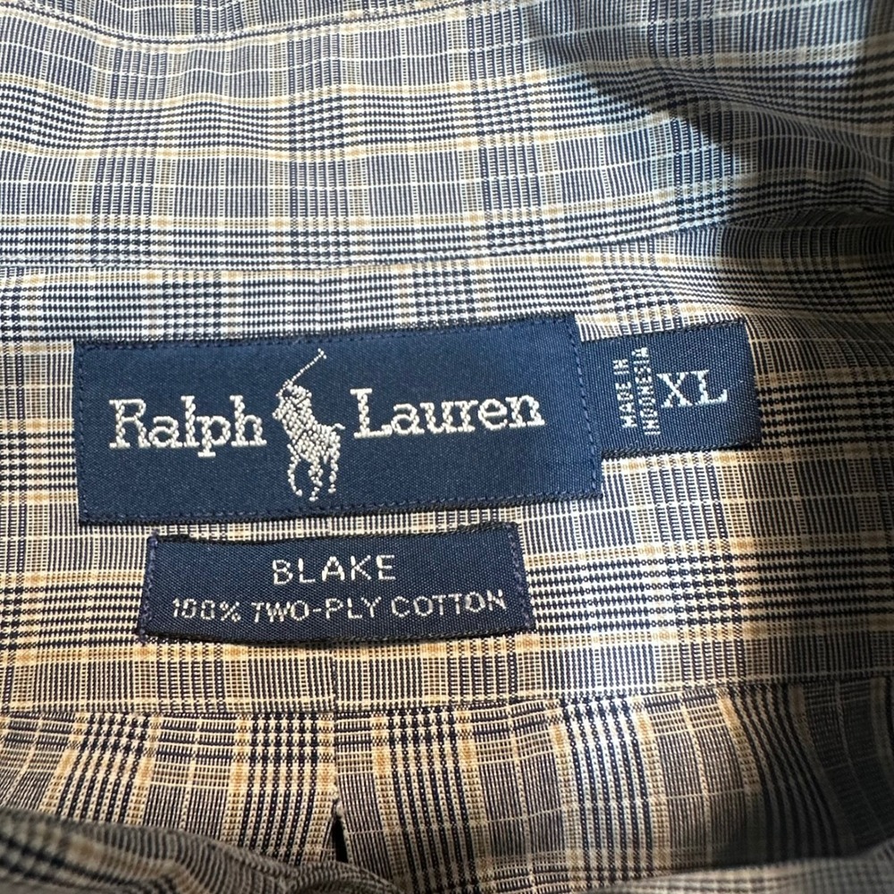 Ralph Lauren Blake Mens XL Plaid Button Down Shirt 100% Cotton Long Sleeve - Picture 8 of 10